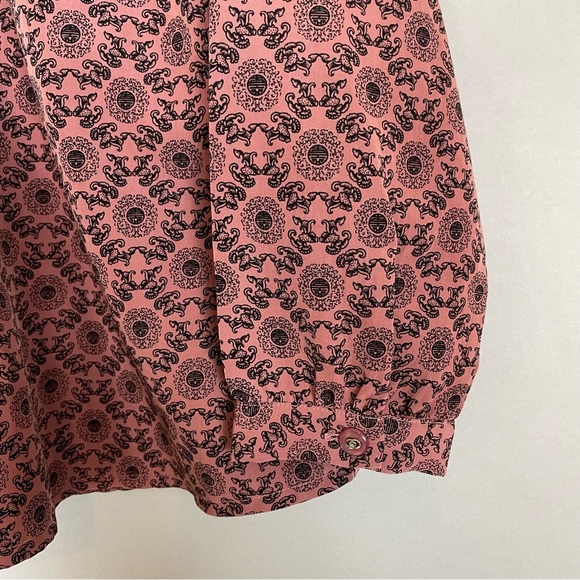 Vintage Blouse Patterned Women Long Sleeves Unique Print Collared Elaborate Top - Picture 7 of 10